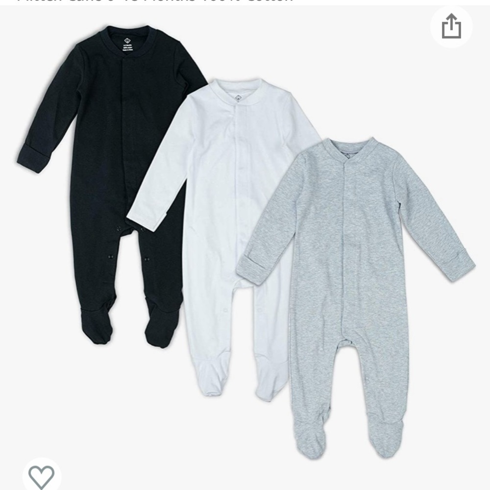 100% cotton long sleeve Footies with cuffs